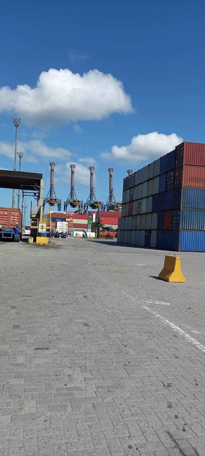 Porto de Santos, terminal de containers com navios e operações de movimentação de carga internacional